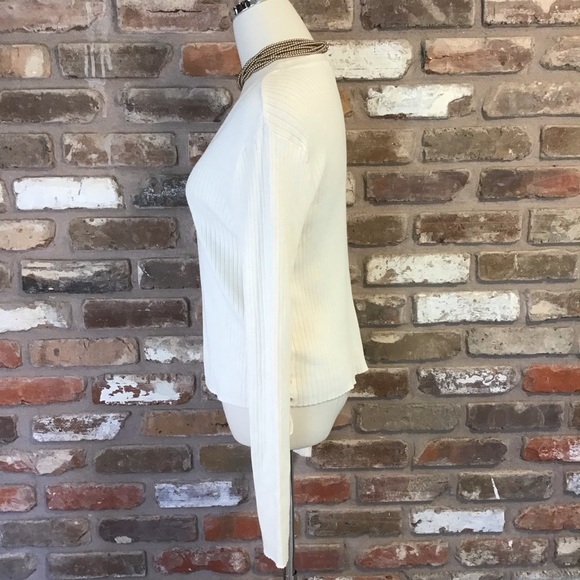 CANDIE’S Women’s Y2K Cream Ribbed Open Front Side Ties Cardigan Sweater XL - Picture 3 of 7